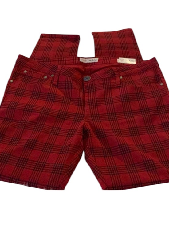 Guess Denim - (34)Red Black Plaid Low Rise Super Skinny Jeans